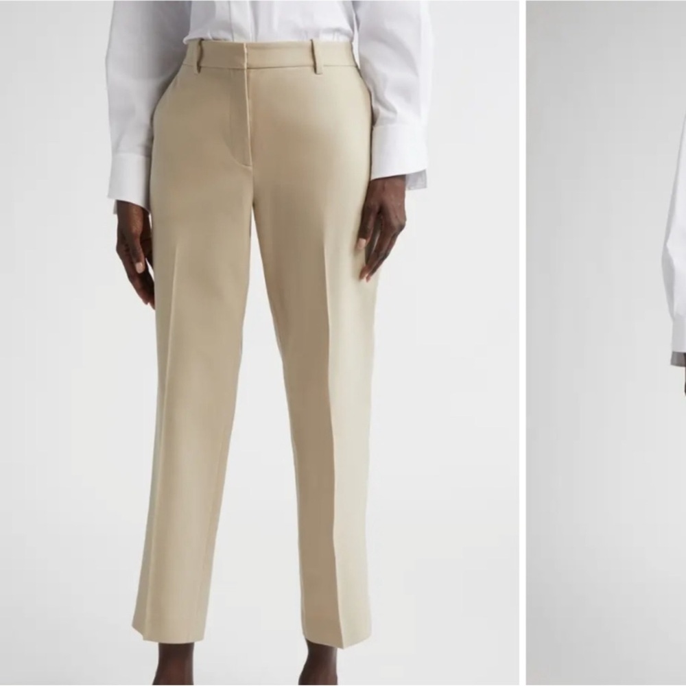 Lafayette 148 New York Clinton Cotton Blend Ankle Pants Cream Size 8 office Buff